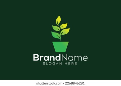 Plantilla de diseño de logotipo de icono de la olla de flores