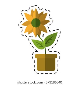 flower pot leaves garden nature -cut line