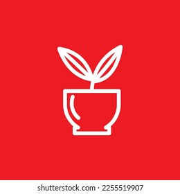 Flower pot line icon, App interface graphics resource, vector illustration.