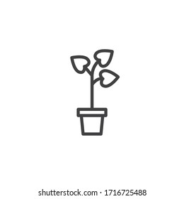 Icono de la línea del bote. signo de estilo lineal para concepto móvil y diseño web. Icono vectorial de contorno de planta pulido. Símbolo, ilustración del logotipo. Gráficos vectoriales