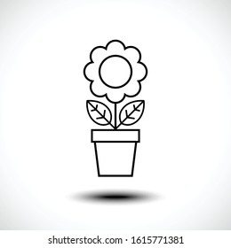 Flower in pot line icon. Vector illustration.