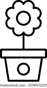Flower Pot Line Vector Icon Design