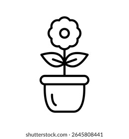 Flower pot Lineart Icon for eco-friendly projects and web design elements