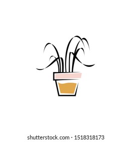 Flower in Pot Logo and Icon Design Vector