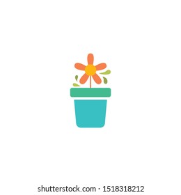 Flower in Pot Logo and Icon Design Vector