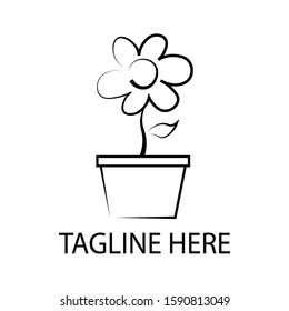Flower in a pot logo icon vector illustration isolated on white background