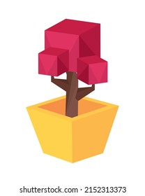 flower in pot low poly icon isolated