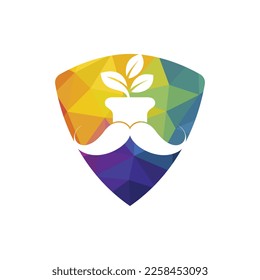 Flower pot con el diseño del logo del icono del bigote.