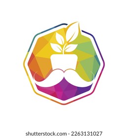 Flower pot con el diseño del logo del icono del bigote.