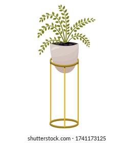 Flower in a pot. A flower on a stand for home or office interior decoration. Vector illustration of cartoon flat style isolated.