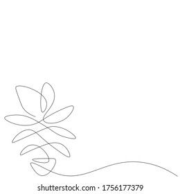 Flower in pot on table line drawing, vector illustration