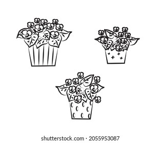 Flower in a pot on a white background. Sketch. Vector illustration.