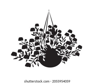 Flower in a pot on a white background. Sketch. Vector illustration.