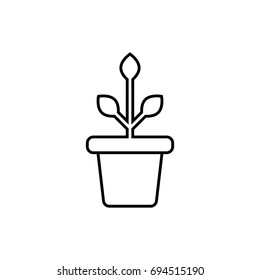 Flower pot outline icon illustration isolated vector sign symbol