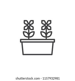 Flower pot outline icon. linear style sign for mobile concept and web design. Potted flowers simple line vector icon. Symbol, logo illustration. Pixel perfect vector graphics