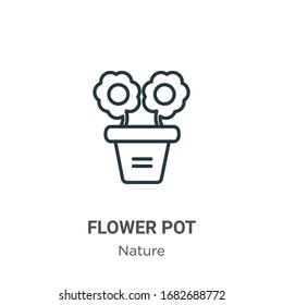 Flower pot outline vector icon. Thin line black flower pot icon, flat vector simple element illustration from editable nature concept isolated stroke on white background
