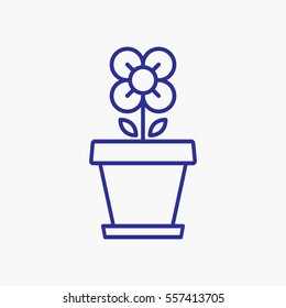 Flower Pot Plant Icon. Flat Isolated Symbol  Outline 