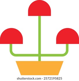 Flower Pot Plant Icon Vector Flat Illustration