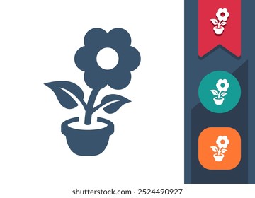 Flower, Flower Pot, Potted Plant Icon. Professional, pixel perfect icon. EPS 10 format.