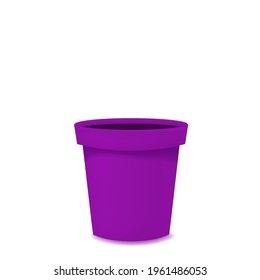 Blumentopf realistisch leere violette Keramik oder Kunststoff. Vektorgrafik-Vorlage