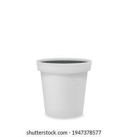 Flower pot realistic empty white ceramic or plastic. Vector template