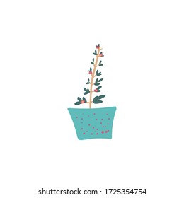 A flower in a pot. Scandinavian style. Pastel colors. Vector silhouette of a collection of potted plants. Quarantine positive Doodle icons, home flower element.