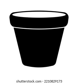 Flower Pot Silhouette, Container Garden Tool Vector Illustration