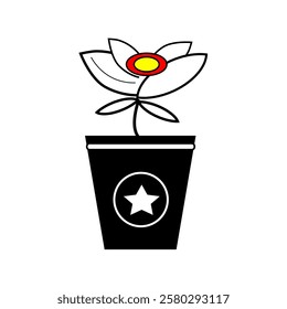 flower pot silhouette icon design template