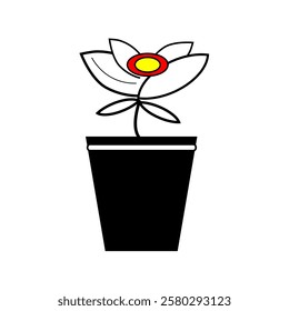 flower pot silhouette icon design template