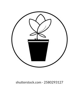 flower pot silhouette icon design template