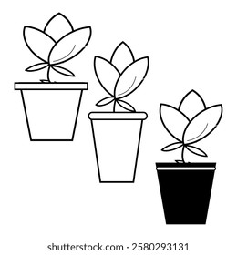 flower pot silhouette icon design template