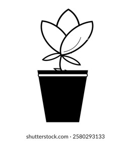 flower pot silhouette icon design template