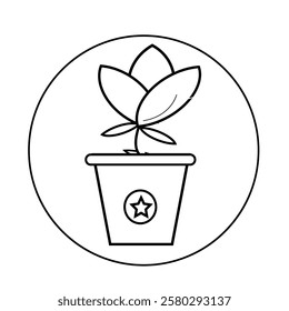 flower pot silhouette icon design template