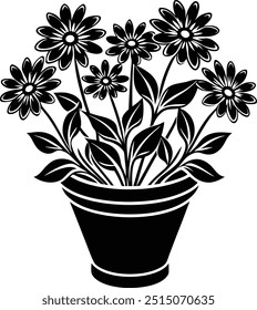 flower pot silhouette vector art.