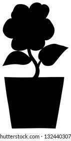 Flower in a pot silhouette. Vector illustration.