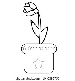 flower in a pot, simple, coloring book