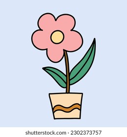 flor en una olla , simple dibujo de una flor