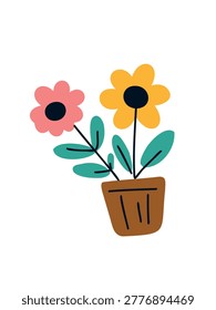 flower in pot  simple home plant illustration