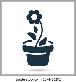 Flower in the pot simple icon for web and mobile design