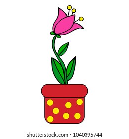 flower in a pot, simple, isolated