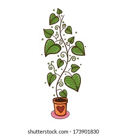 Flower in a pot. Sketch vector design element
