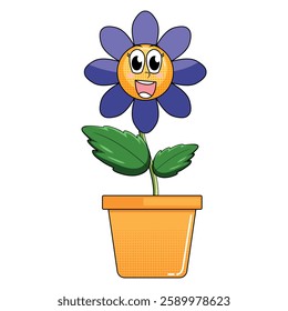 Flower in a pot with a smiling face