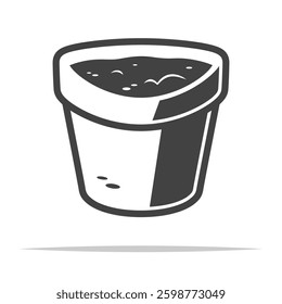 Flower pot with soil icon transparent vector isolated