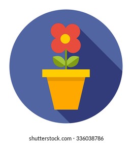 flower in a pot, style flat, decorative element at home