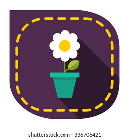flower in a pot, style flat, decorative element at home