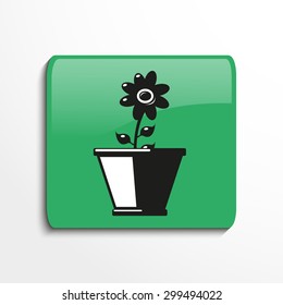 Flower in a pot. Symbol. Vector icon.