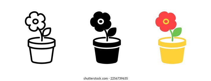 Flower pot thin line icon. Potted plant, gardening, houseplant isolated outline sign. Home services concept. Vector illustration symbol element for web design and apps