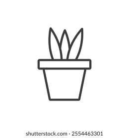 Flower Pot thin liner icon vector.