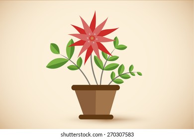 flower in pot vector.