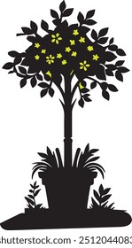 Flower pot vector art illustration on white background
